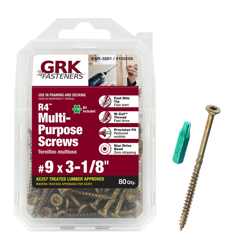 GRK Fasteners 103105 R4#9 X 3-1/8" Screws 80CT