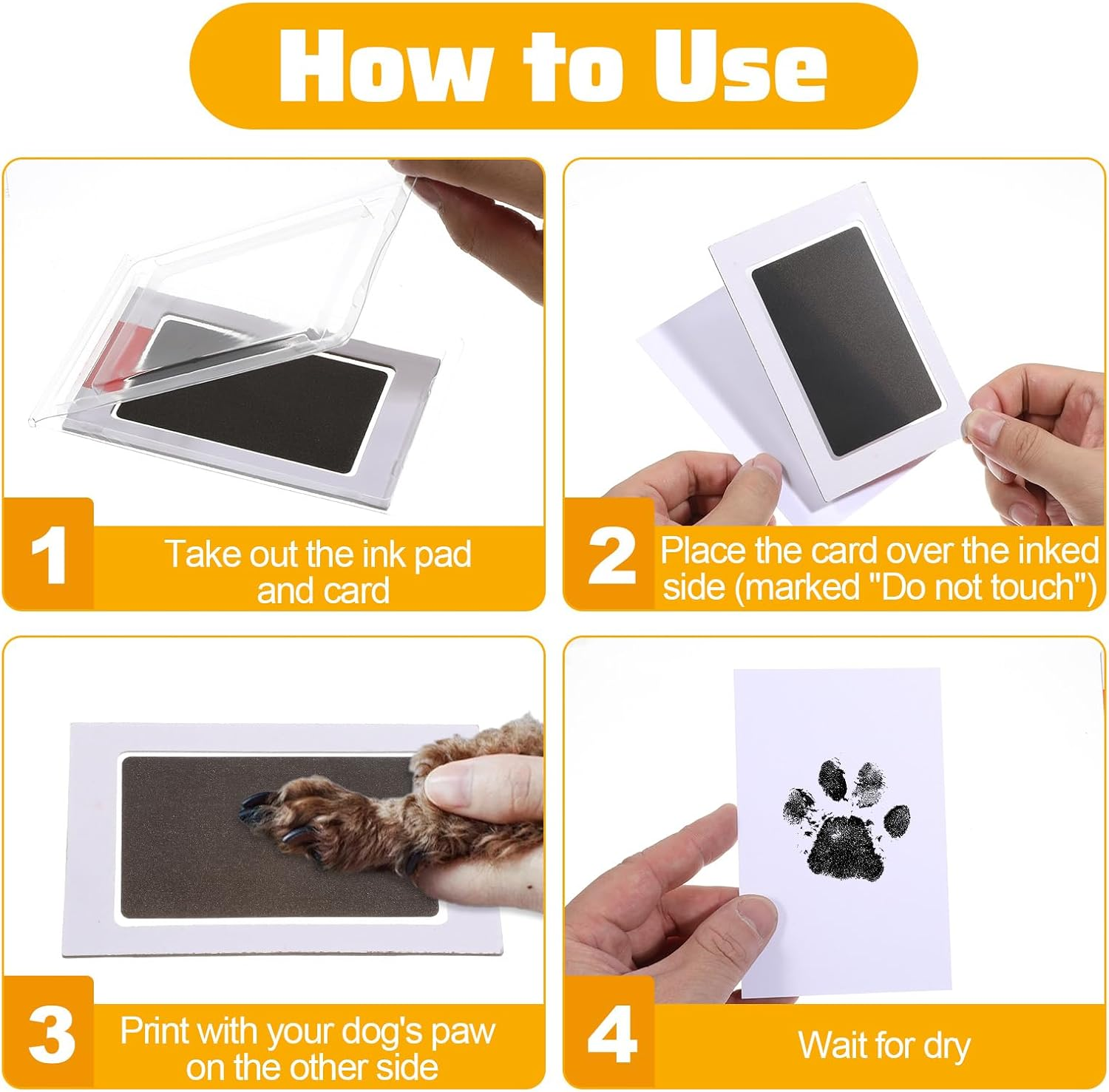 Paw Print Set Dog Cat Footprint 4 Pieces Ink Pad with 8 Cards Baby Dog Snout Print Kit Gift image number 2