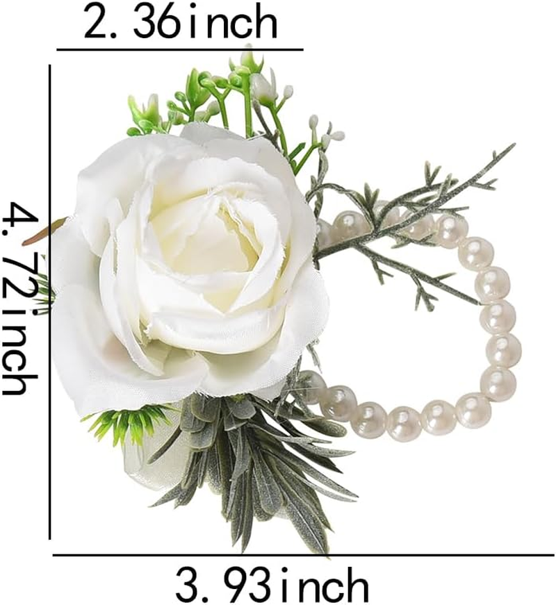Wedding Wrist Corsage Wristlet Band Silver Wrist Corsage Bracelets Bands for Girls Bridesmaid Bracelet for Wedding Day Bracelet for Bride Wristlet Flower Corsage for Prom image number 2