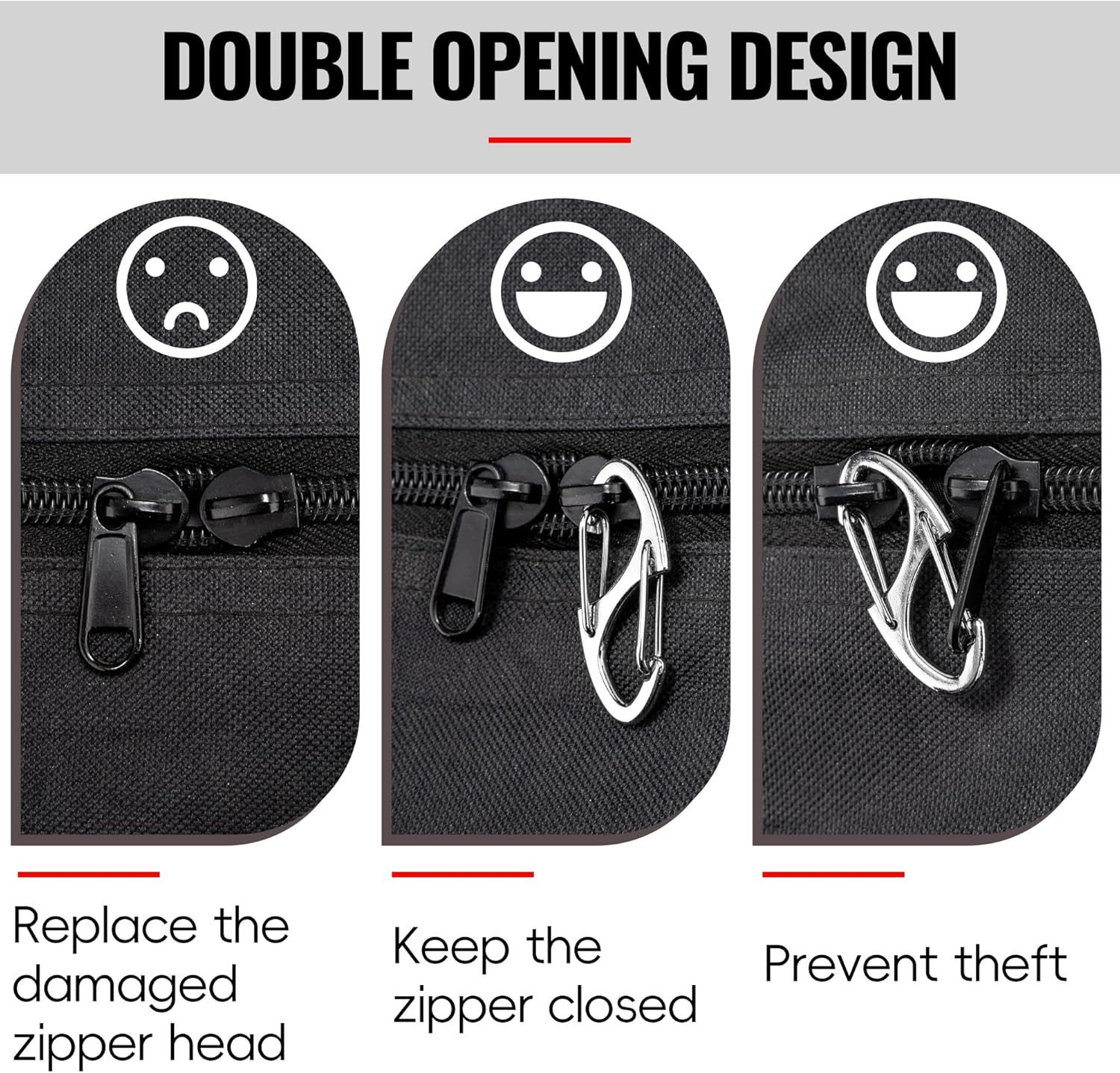 20Pcs Zipper Clips anti Theft, Zipper Pull Replacement for Backpacks, Dual S Shaped Small Carabiner Clip Theft Deterrent for Suitcase, Keep Luggage Closed, Silver and Gunmetal Black image number 2