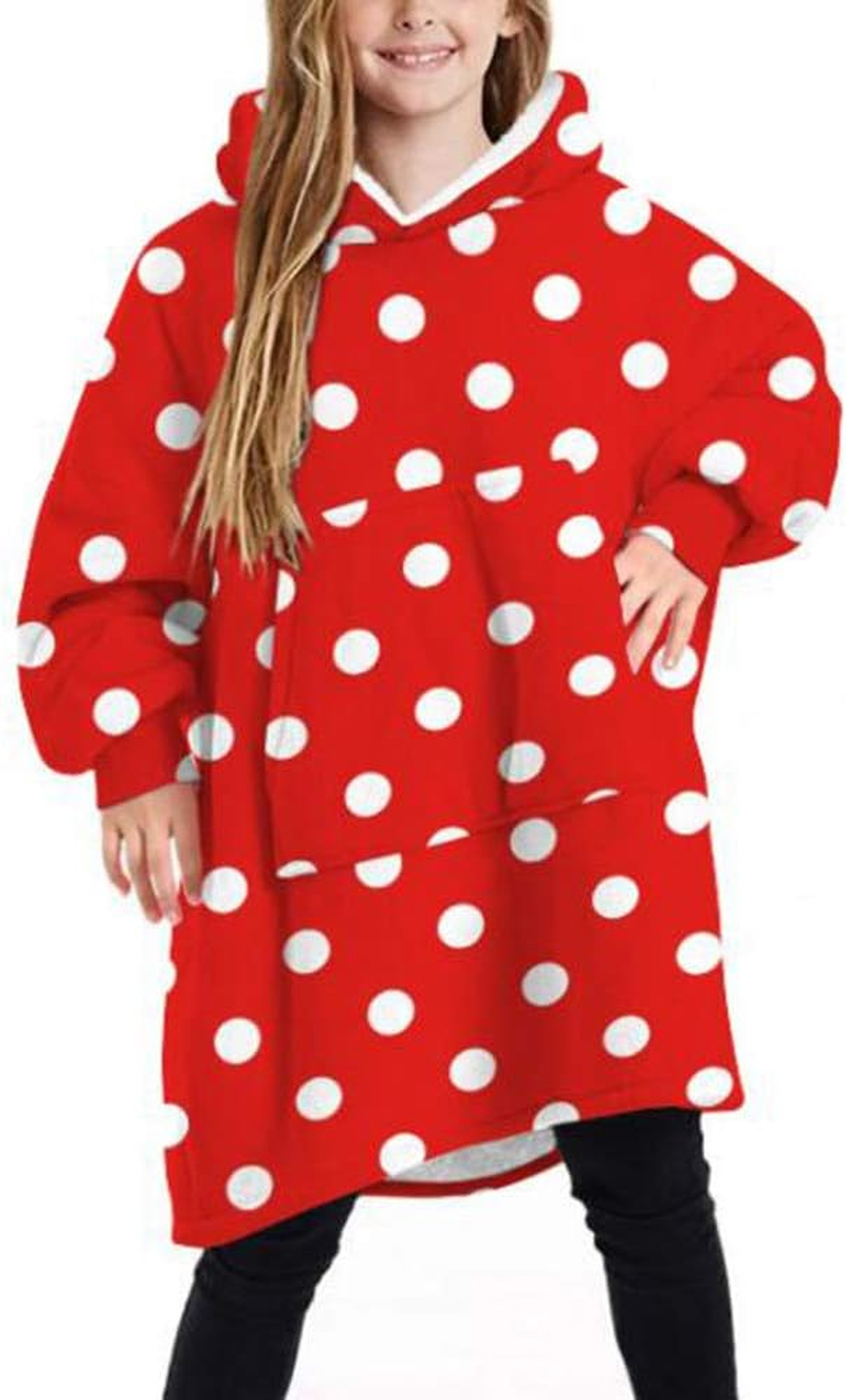 Kids Oversized Blanket Hoodie, Fluffy Sherpa Fuzzy Fleece Comfy Giant Hooded Sweatshirt for Children Teens