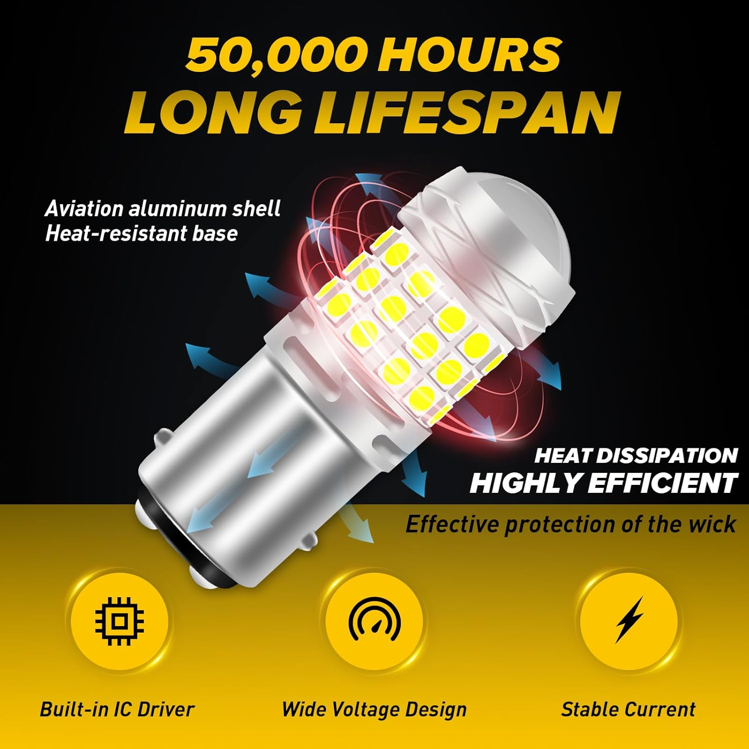 Kaidengzhe 1157 LED Light Bulbs, 42SMD 3030 Chipsets BAY15D P21/5W Light Bulb Tail Lamp for Car Trailer Truck Replacement P21/5W LED Brake Light Bulb Plug & Play 21W/18W Bipolar, Xenon White, 2 PCS image number 1