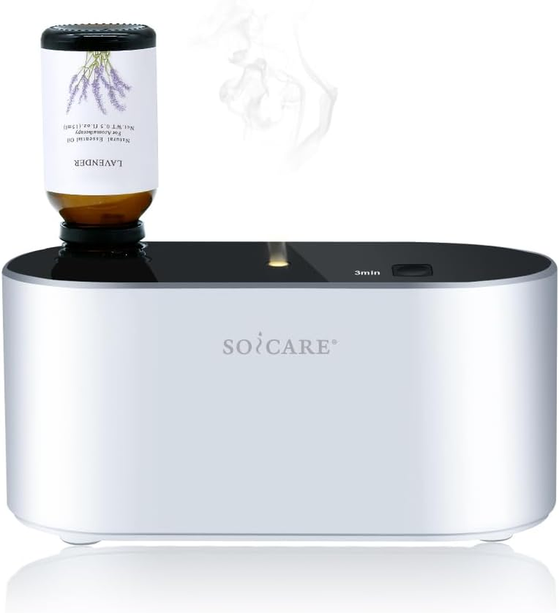 SOICARE Cordless Rechargeable Waterless Diffuser for Essential Oils, Battery Operated Wireless Portable Nebulizing Essential Oil Diffuser, Scent Diffuser for Home,Room,Office, Hotel Collection(Black)