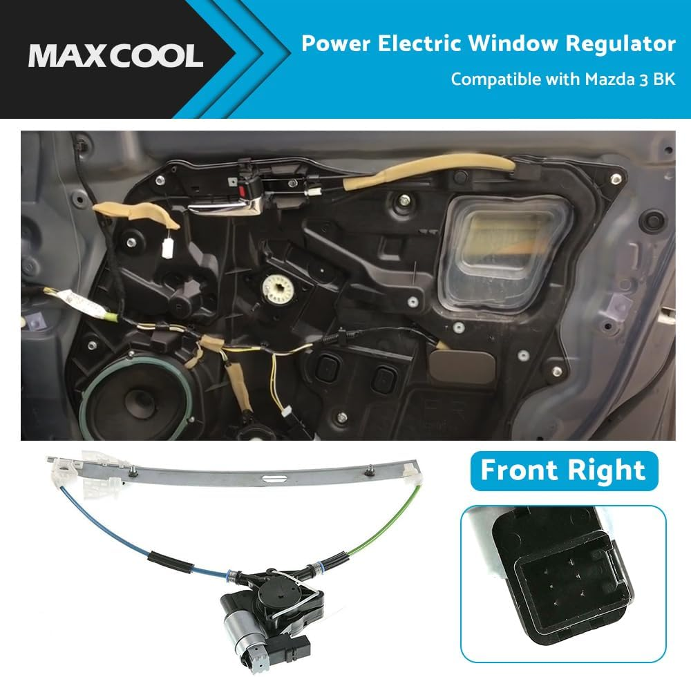 MAX COOL Power Electric Window Regulator with Motor Front Right Side Suitable for Mazda 3 BK 2004-2009 image number 5