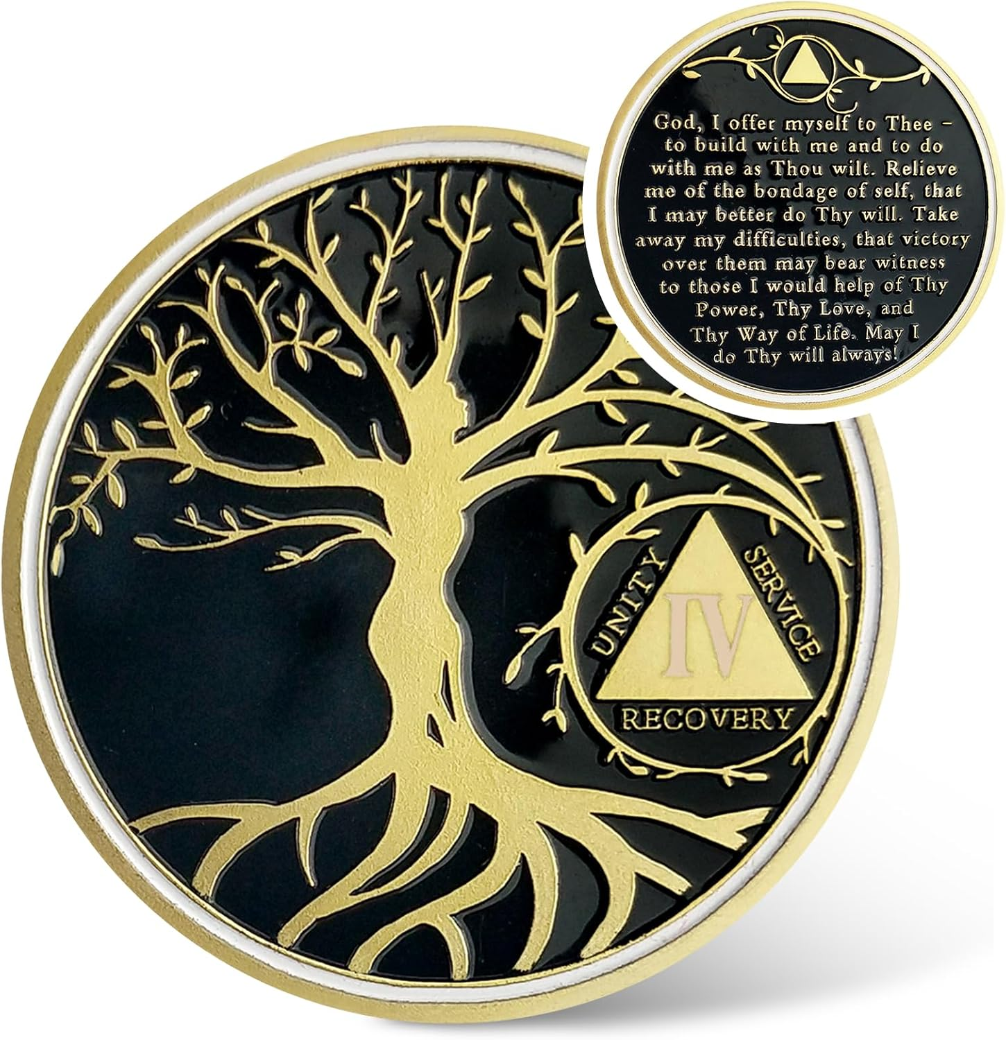 10 Year Sobriety Coin, Tree of Life AA Chips and Medallions Sobriety Recovery Chip Anniversary Sober Token Alcoholics Anonymous Recovery Gifts for Women Men