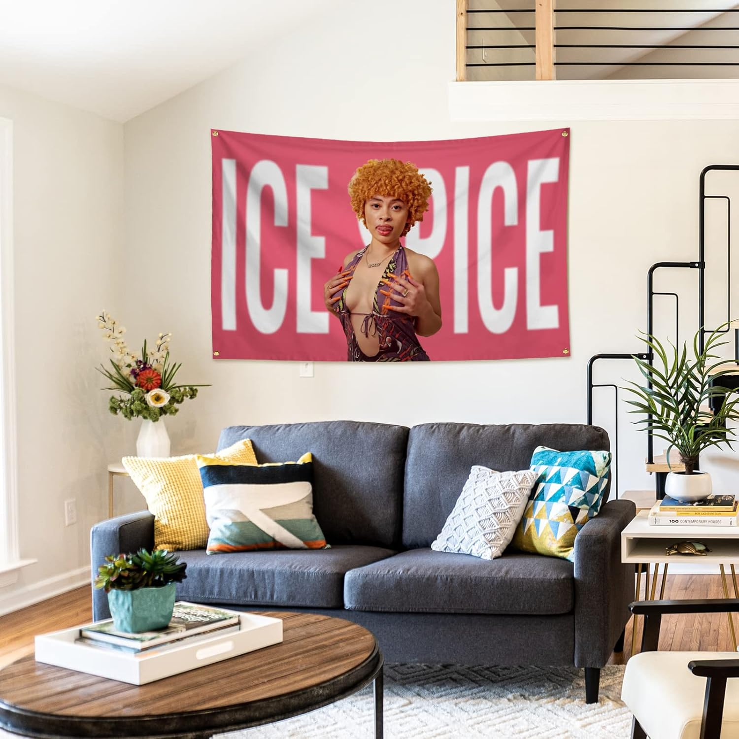 Ice Spice Flag Tapestry Funny Tapestries for College Dorm Decor Bedroom Livingroom Dormitory Wall Hanging with 4 Bass Gromments 3X5 Feet (Colour2) image number 6