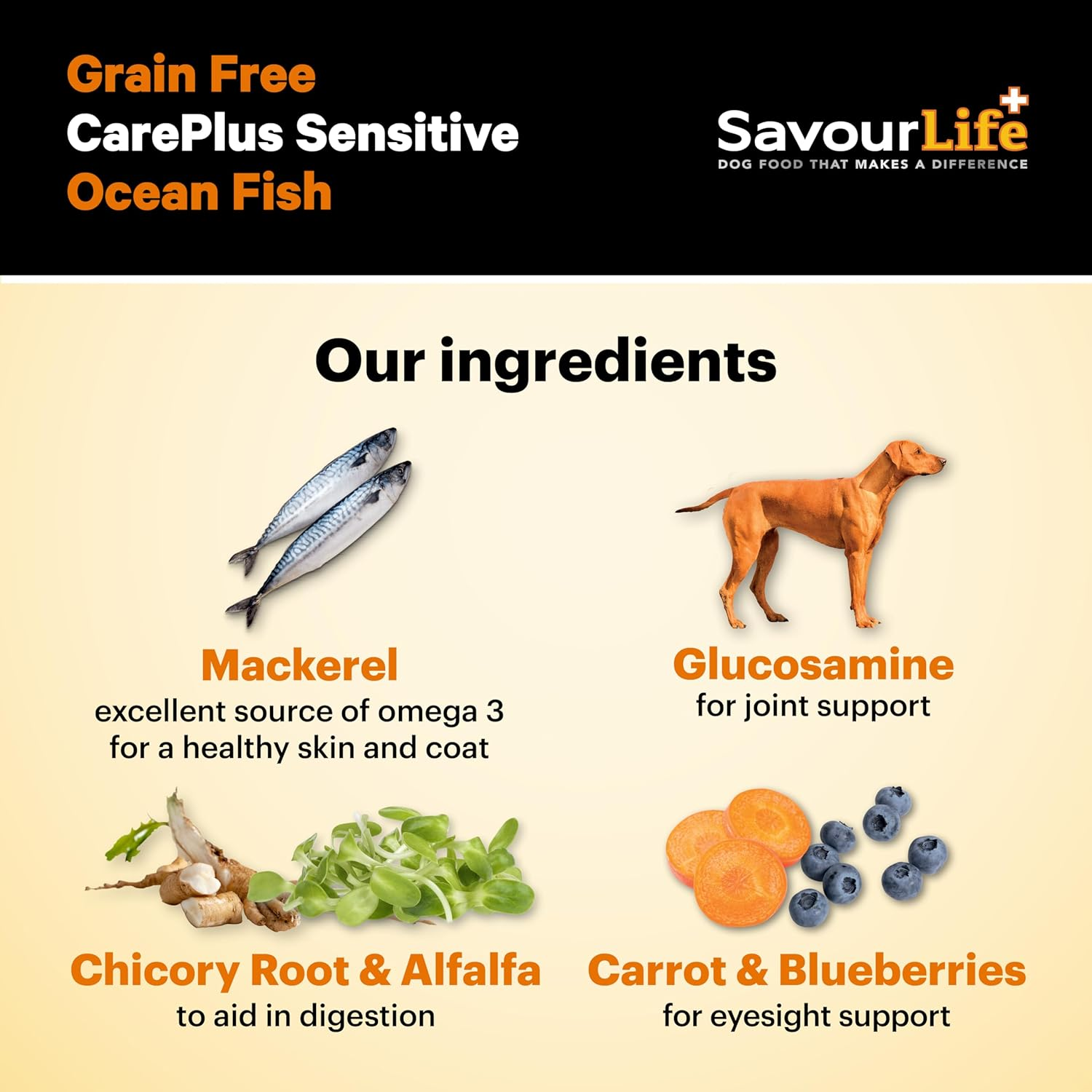 Savourlife Grain Free, Care plus Sensitive Dog Food, Ocean Fish, 10Kg image number 1