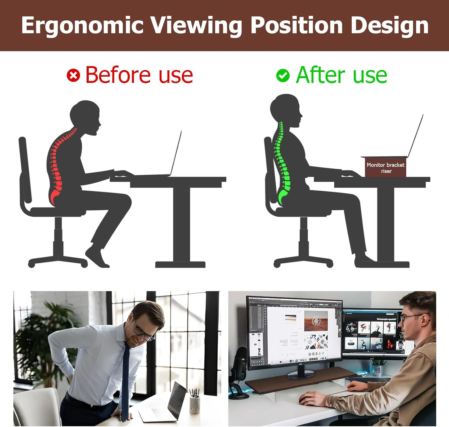Monitor Stand Riser,Wood & Acrylic Computer Monitor Stand,Desk Organizer Accessories,Multifunctional Desktop Organizer Stand for Laptop, PC, Computer, Printer(White) image number 6