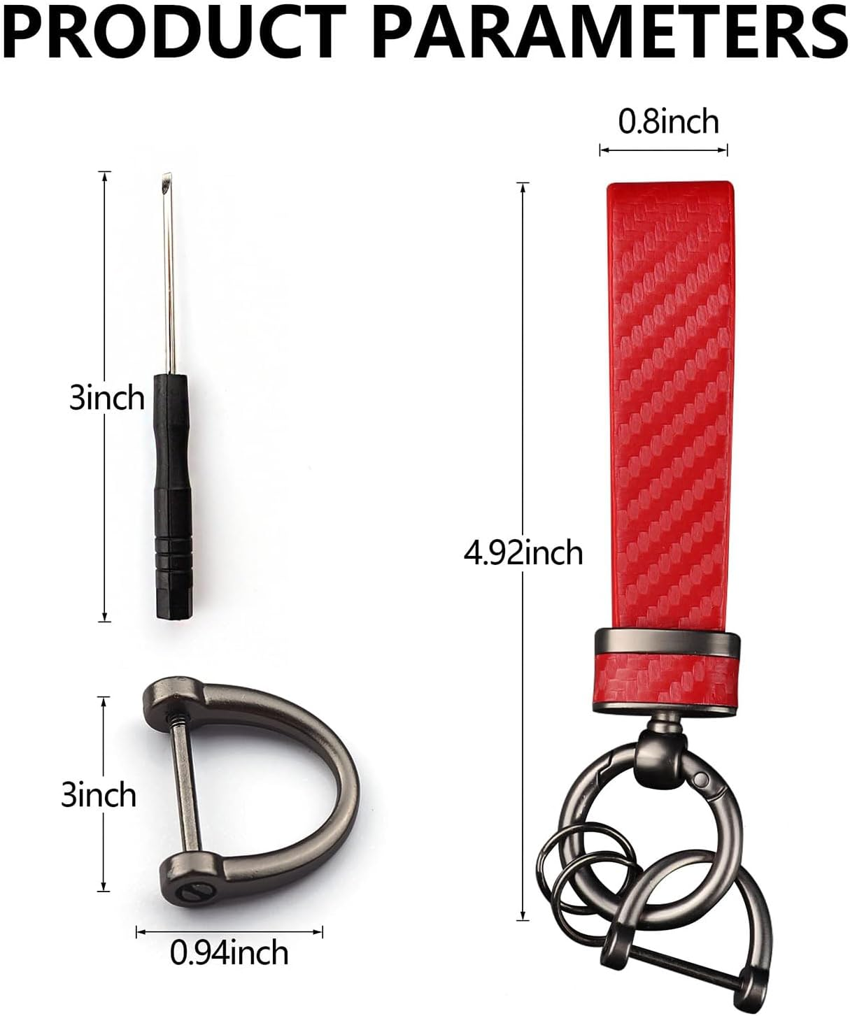 Car Keychain - Premium PU Leather Keyring with Anti-Loss D-Ring & 360&deg; Rotatable Key Chain and Screwdriver, Universal Key Chains for Key Fobs for Men and Women image number 1