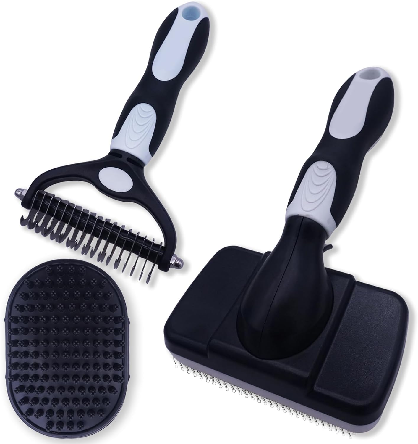 3 Pcs Dog Grooming Kit, Reusable Dog Brush for Shedding, Pet Supplies for Take Out Loose Hair and Tangles, Suitable for Pet Care (Pink Black)