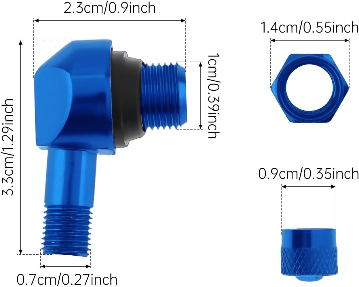 Windance 2Pcs 90 Degree CNC Motorcycle Tire Valve Stems for Most Bike 10 Mm To11.3 Mm Tubeless Tires Easy Installation (Blue) - Gold image number 4