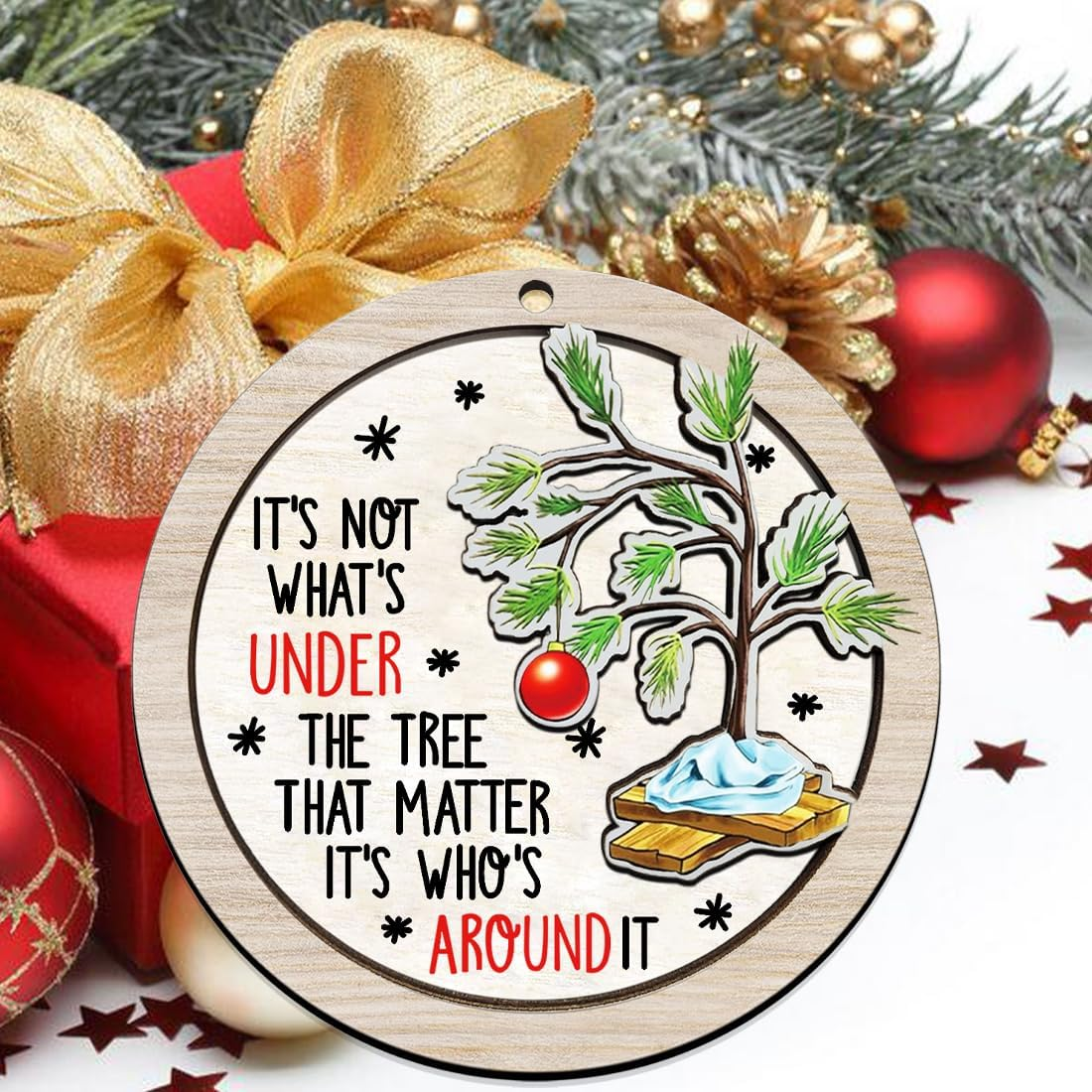 Christmas Ornaments 2025,Wooden Ornaments for Christmas Tree, Christmas Decorations Gifts for Women, Men, Vacation Ornament for Family, Sister, Friends, Meaningful Ornaments image number 6