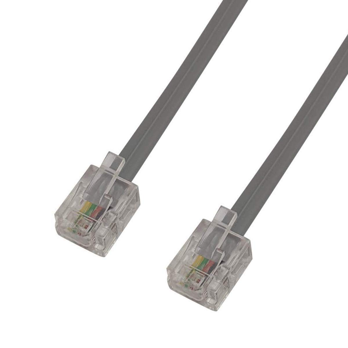 RJ11 to RJ11 Cable 5Ft, 1.5 Meters Phone Cord Telephone Line Extension Cord Cable Wire Male to Male RJ11 6P4C Modular Plug for Landline Telephone Fax Machine (Grey) image number 2