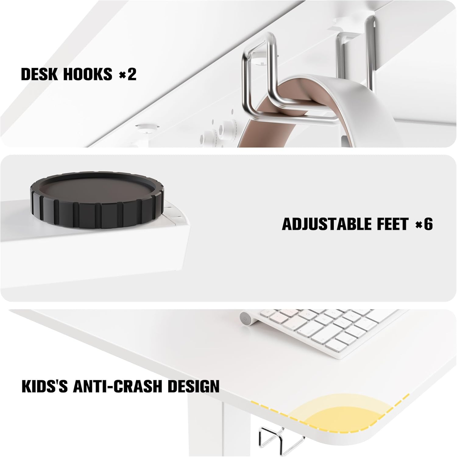 ERGOMAKER Corner Electric Standing Desk, 129 * 50Cm Height Adjustable L Shaped Desk, Stand up Desk with Splice Board, Sit Stand Desk with Memory Smart Handset(White Frame + White Desktop) image number 2