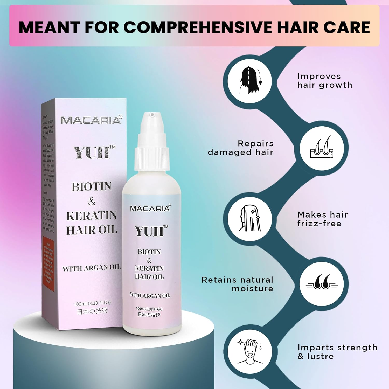 YUII Hair Oil Biotin Keratin & Argan Oil image number 3