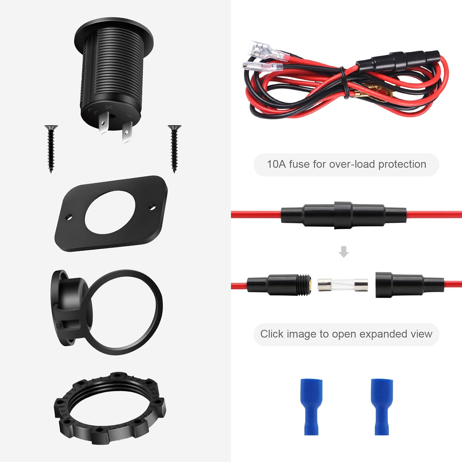 Cigarette Lighter Socket - Car Marine Motorcycle ATV RV Lighter Socket Power Outlet Socket Receptacle 12V Waterproof Plug(2 Pack) image number 3