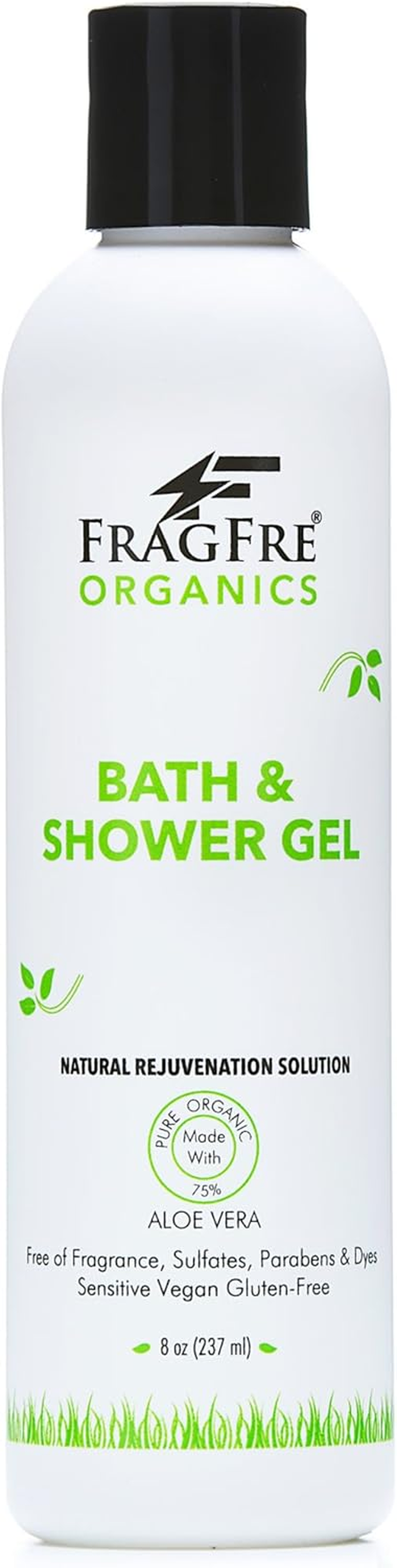 Organic Shower Gel 8 Oz - Fragrance Free Sulfate Free Parabens Free - for Normal and Dry Sensitive Skins - Gluten Free Vegan Cruelty Free - Organic Aloe Vera Bath Shower Gel - Pure Natural