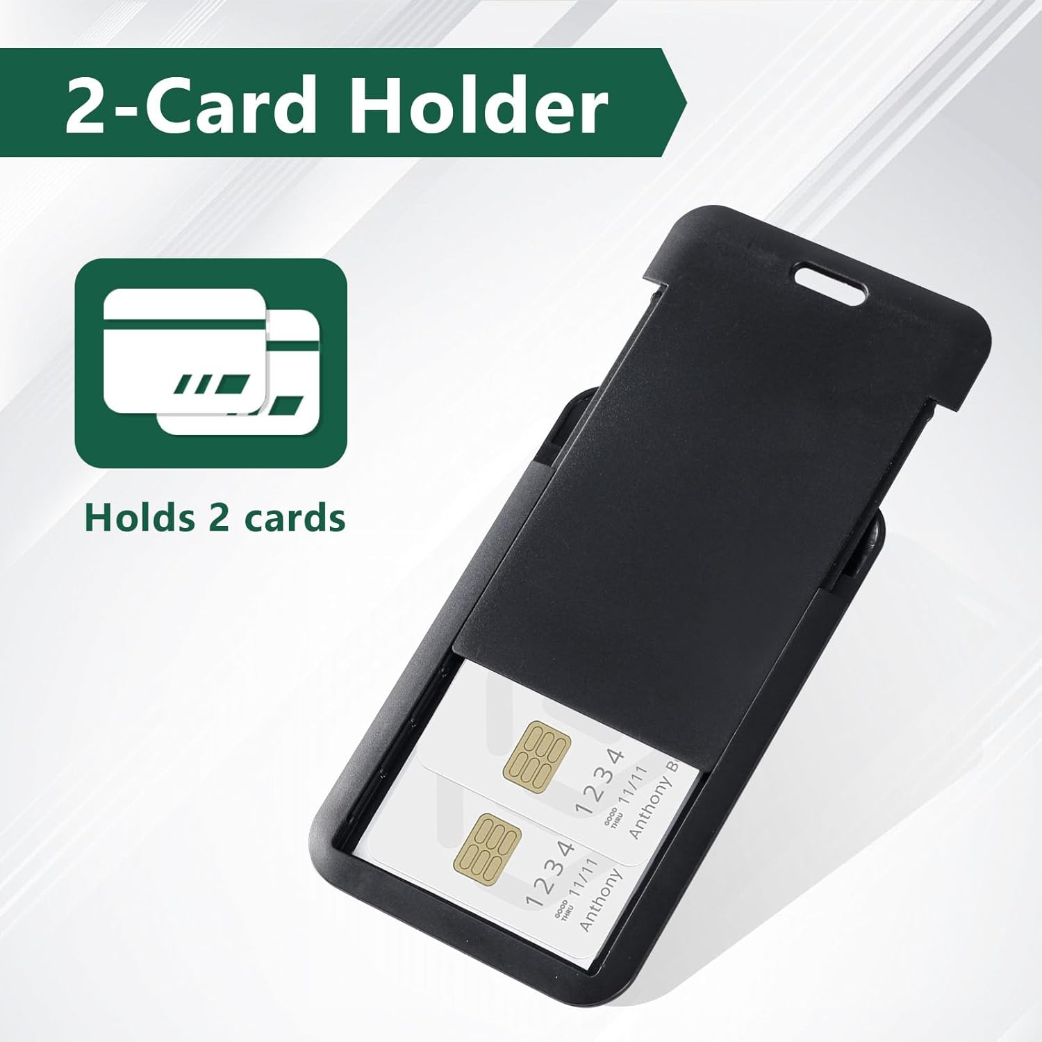 12 Pcs Sliding ID Badge Holders Black Hard Plastic Cover Holder Vertical Card Case Protector Pouch with Clear Window for Office School Nurse ID Credit Cards image number 3