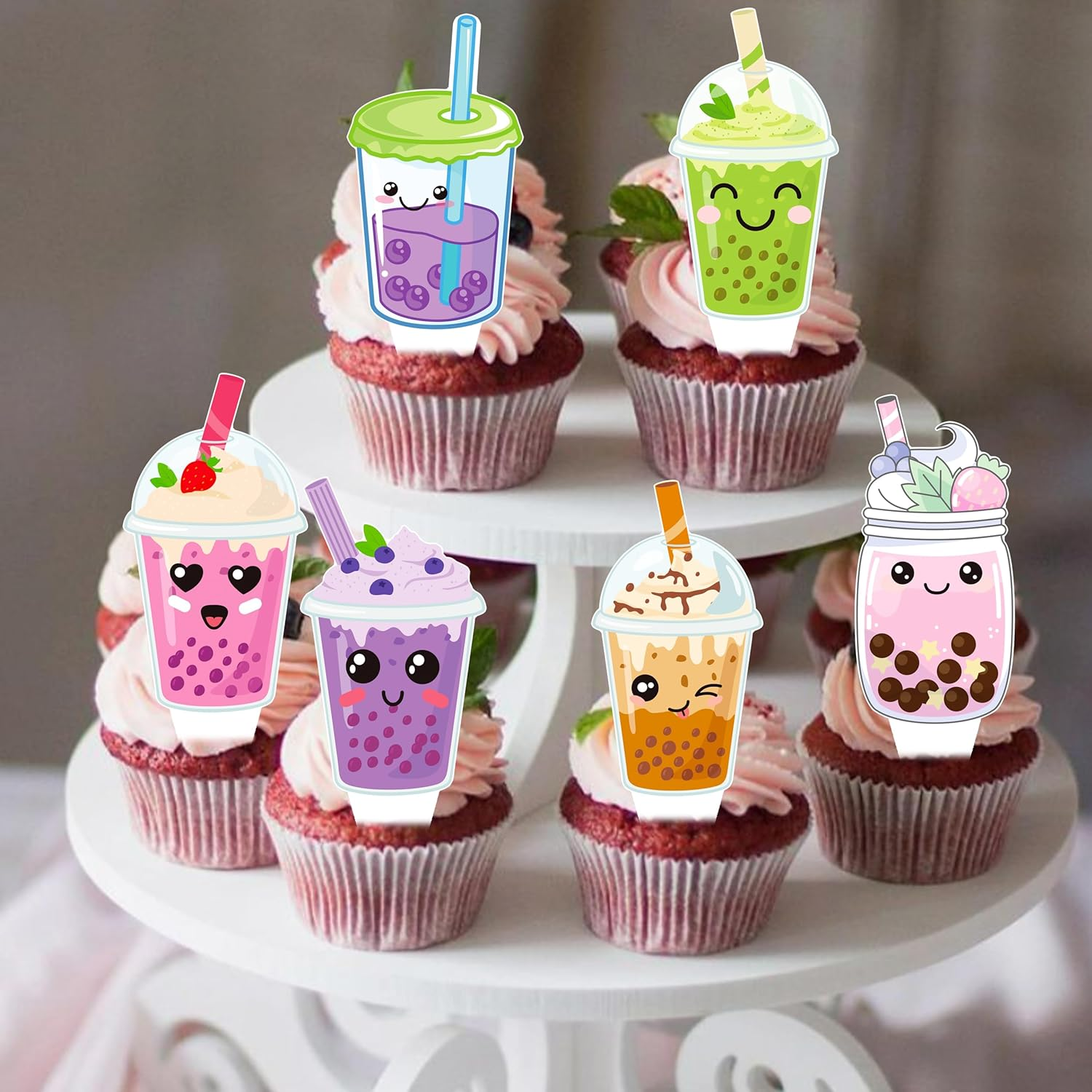 Bubble Milk Tea Party Cupcake Toppers image number 6