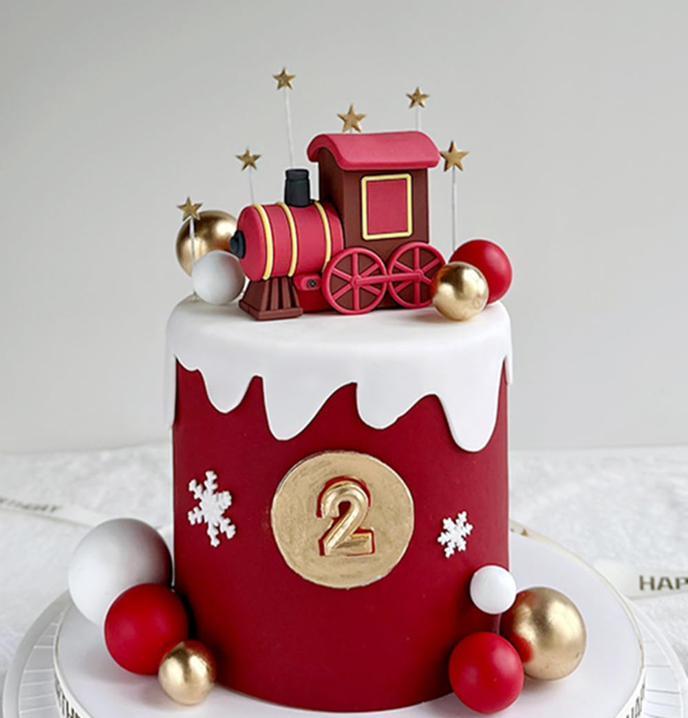 Christmas Train Cake Decoration Train Cake Topper Train Theme Birthday Decorations Baby Shower Party Supplies Baby Shower Cake Decoration image number 4