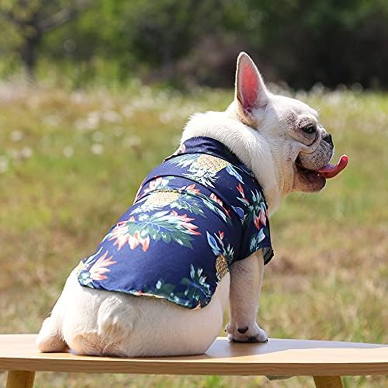 Dog Shirt Summer Dog Clothes Boy Girl Breathable Cool Costume Beach Seaside Sweatshirt for Small Puppy Polo Shirt T-Shirt Pet Outfit (Dark Blue, L) image number 3