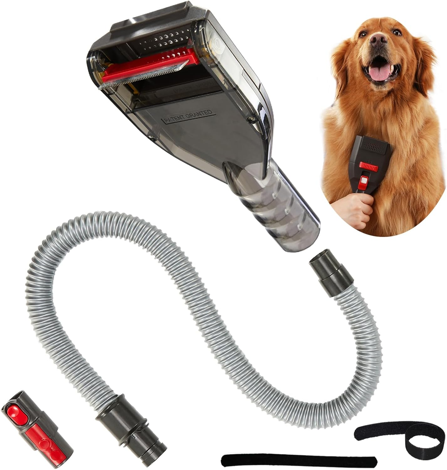 Pet Shedding Brush Kit Compatible with Dyson V15 V11 V10 V8 V7 V6, Vacuum Attachment as Cat and Dog Hair Grooming Brush with 3.3Ft Extension Hose plus Converting Adaptor image number 3