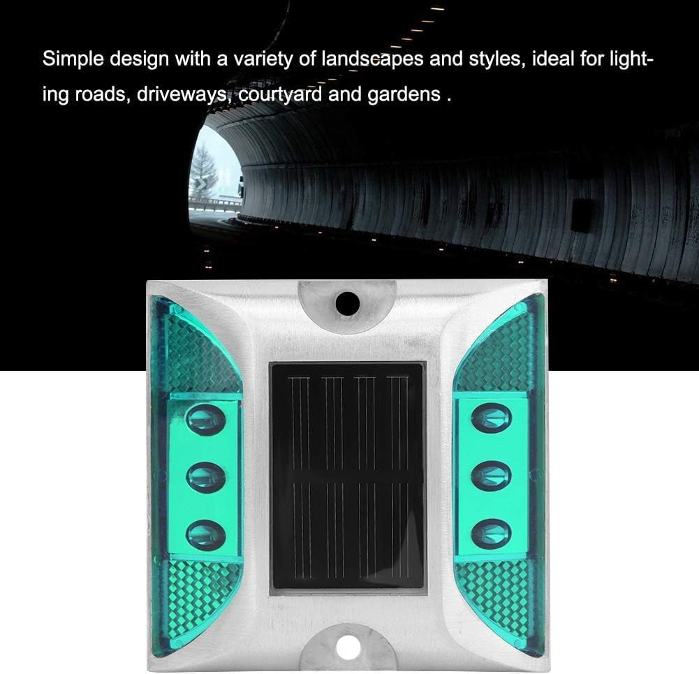 Solar Power Ground Marker Lights, LED Solar Driveway Deck Light, Waterproof 500M/1640Ft Viewing Outdoor Driveway Road Stud Lamp, Cast Aluminium Road Highway Spike Lamp (Green1) - Blue image number 2