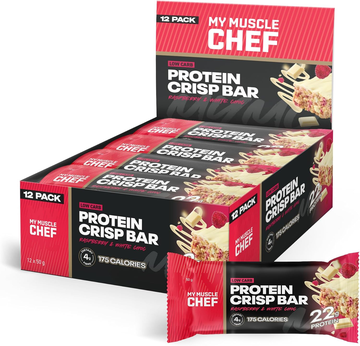 Protein Crisp Bar Raspberry & White Choc Pack of 12 X 50G image number 1