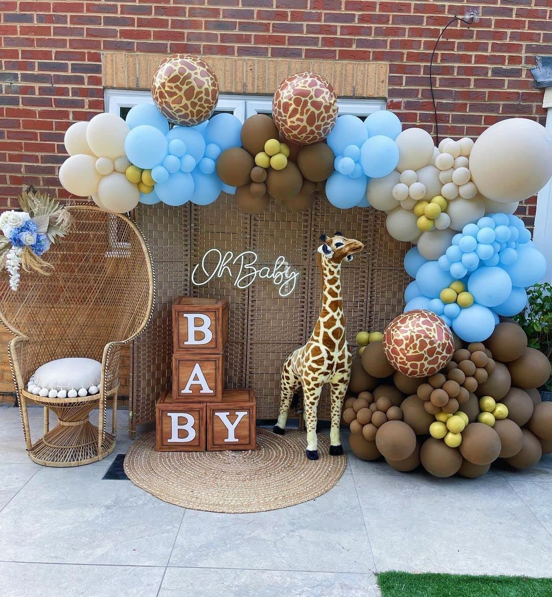 Baby Shower Boxes for Birthday Party Decorations - 4 Wood Grain Brown Blocks with BABY Letter, Printed Letters,First Birthday Centerpiece Decor, Teddy Bear Baby Shower Supplies, Gender Reveal Backdrop - Brown image number 5