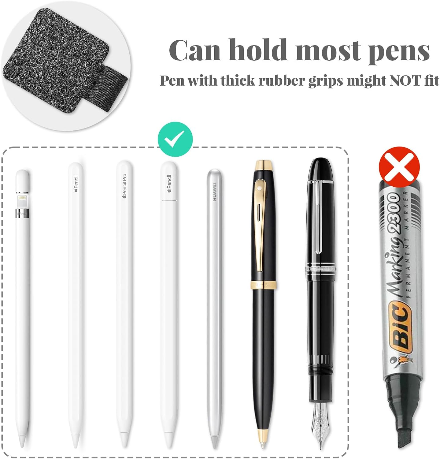 5 Pack Self Adhesive Pen Loop Holder Set for Notebooks Journals Planners, PU Leather Pencil Holder with Elastic Loop for Pens image number 5