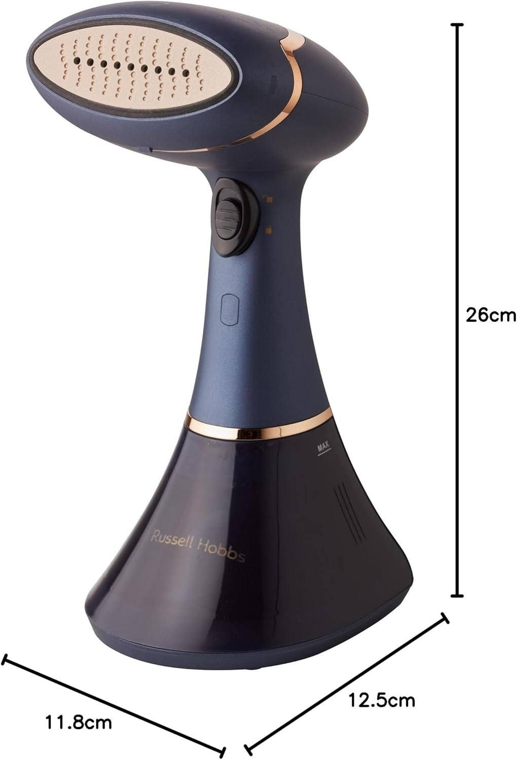 Russell Hobbs Handheld Supreme Garment Steamer, RHC410, 200Ml Water Tank, Scent Infuser, Rapid Heat-Up, Navy and Champagne image number 1