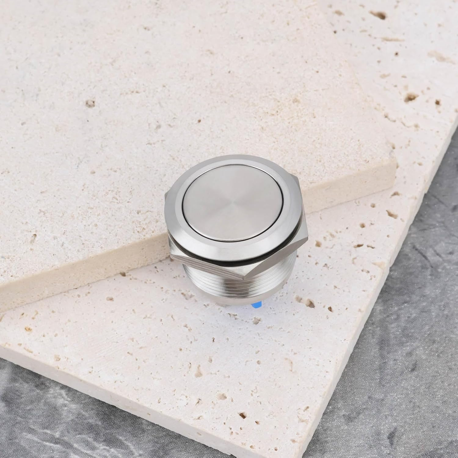 2PCS 22Mm Momentary Push Button Stainless Steel Starter Switch DC 5A 250V AC Thread Depth 13Mm for Cars Motorcycles Boats Momentary Contact Switch image number 4