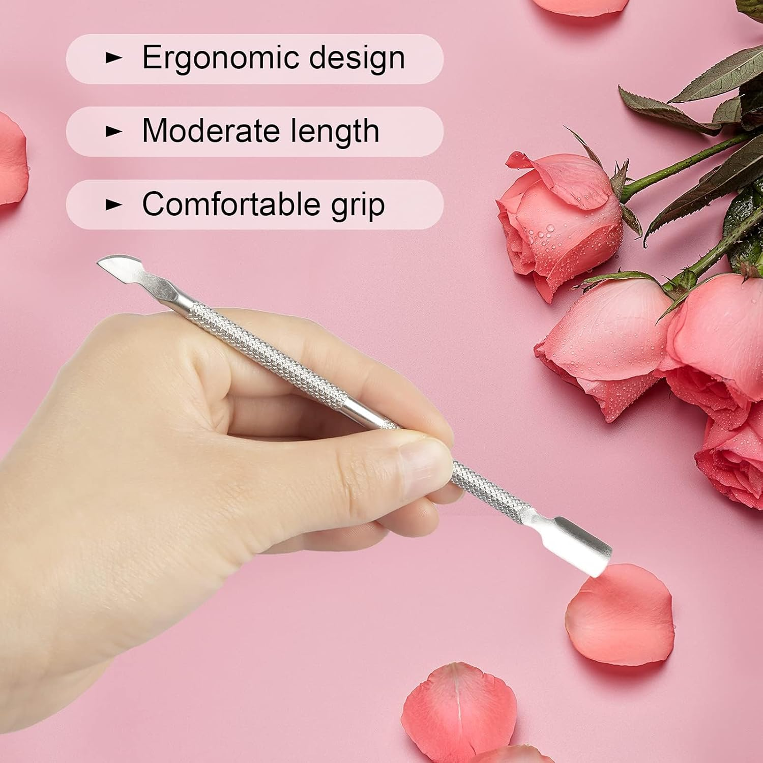 10 Pieces Stainless Steel Cuticle Pusher Cutter Professional Double Ended Metal Manicure Pedicure Tool Pusher for Fingernails, Toenails image number 2