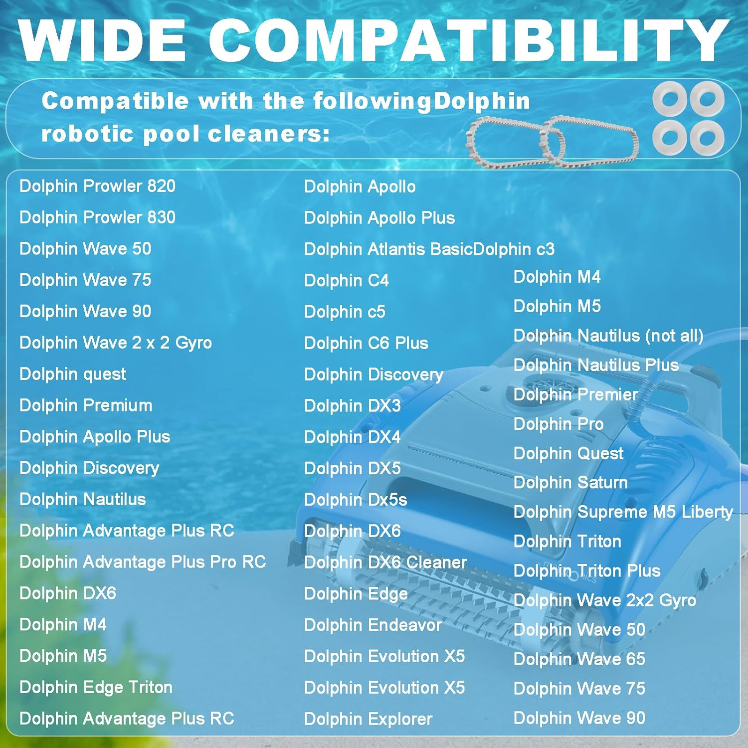 9985006-R2 Track and Climbing Rings 6101611-R4 Replacement Parts Compatible with Maytronics Dolphin Nautilus Cc plus Robotic Pool Robot (6 Pack) image number 2