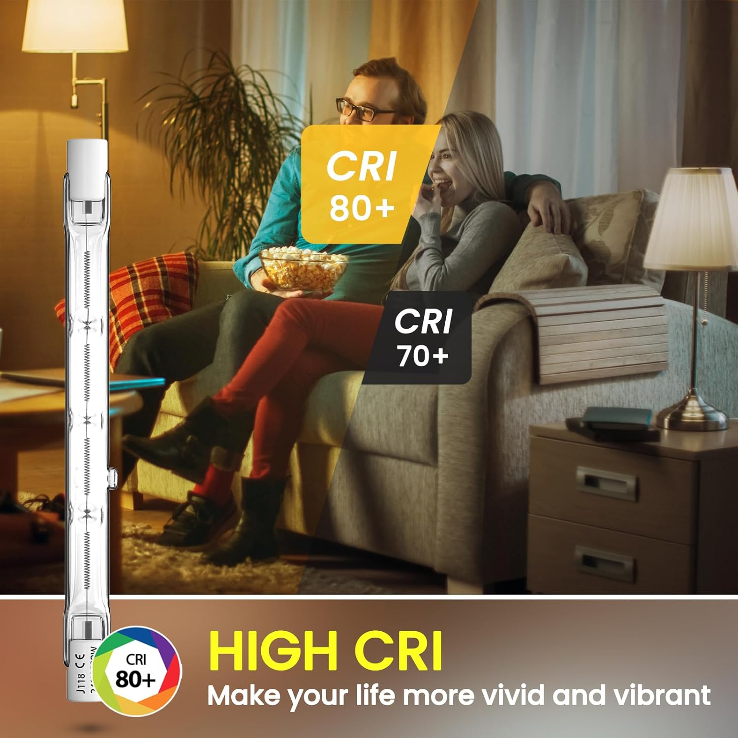 R7S Halogen Bulbs 118Mm, 160W R7S Bulbs 118Mm Dimmable,2000Lm Security Halogen Light Bulbs Warm White 2700K Energy Saving Tungsten Linear Floodlight Bulbs, 2Packs image number 5