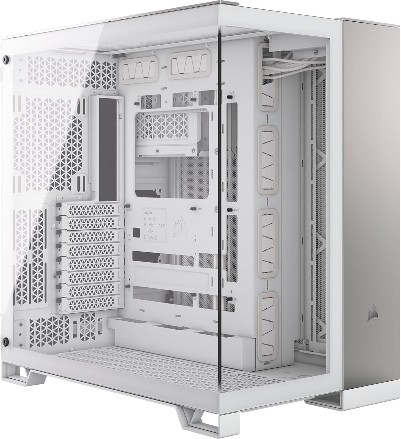 CORSAIR 6500X Mid-Tower ATX Dual Chamber PC Case &ndash; Panoramic Tempered Glass &ndash; Reverse Connection Motherboard Compatible &ndash; No Fans Included &ndash; White