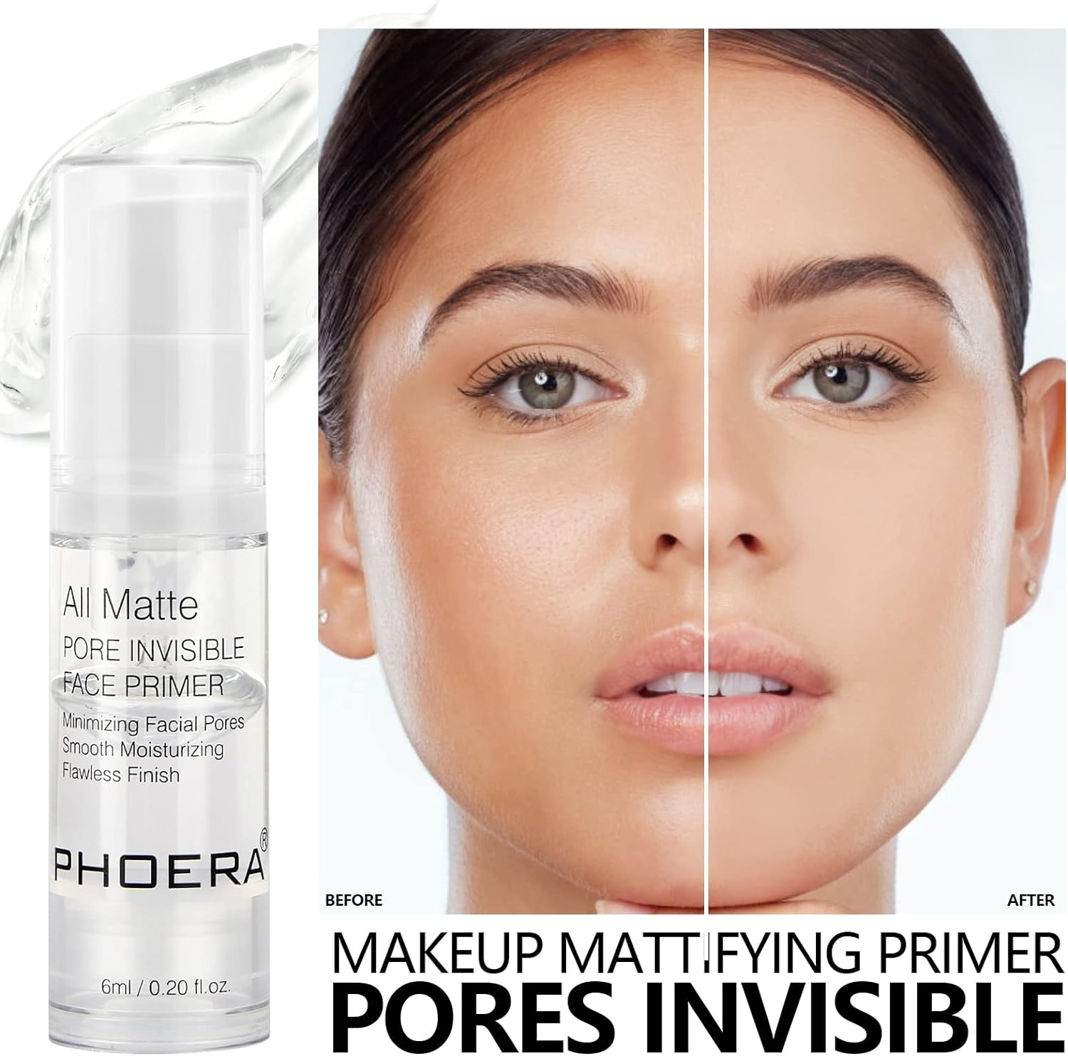 PHOERA Face Primer, Pore Primer under Foundation, Oil-Control Long Lasting Makeup Foundation Primer, Oil-Free Makeup Base for All Skin Types (03A, 6Ml) image number 6