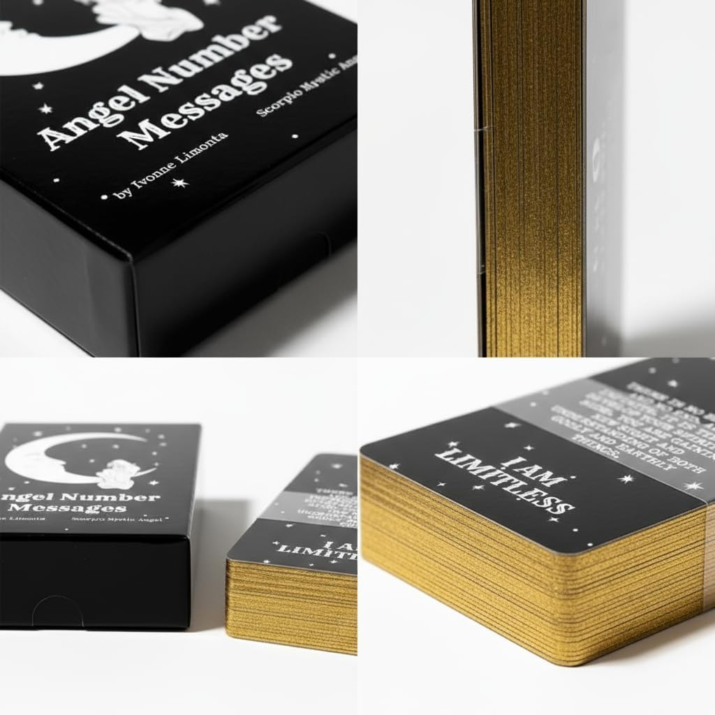 Angel Number Message, Tan Tarot Cards, Tarot Cards Deck, with Guide and Box, Divination of the Future,Black image number 2