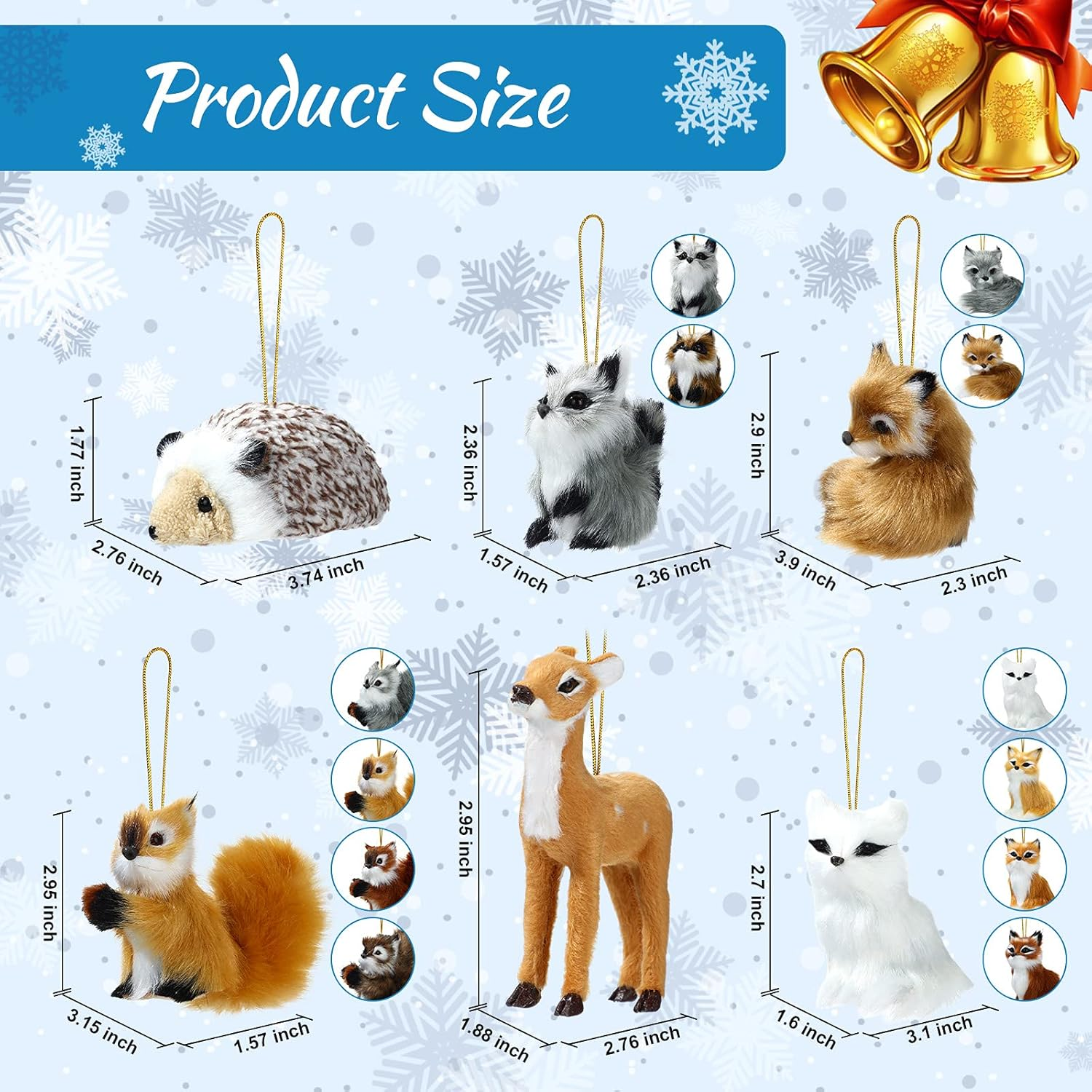 Skylety 15 Pieces Animal Ornaments, Woodland Faux Fur Animal Hanging Ornament Bulk Plush Simulation Fall Christmas Tree Decoration for Home Backpack Party Holiday image number 1