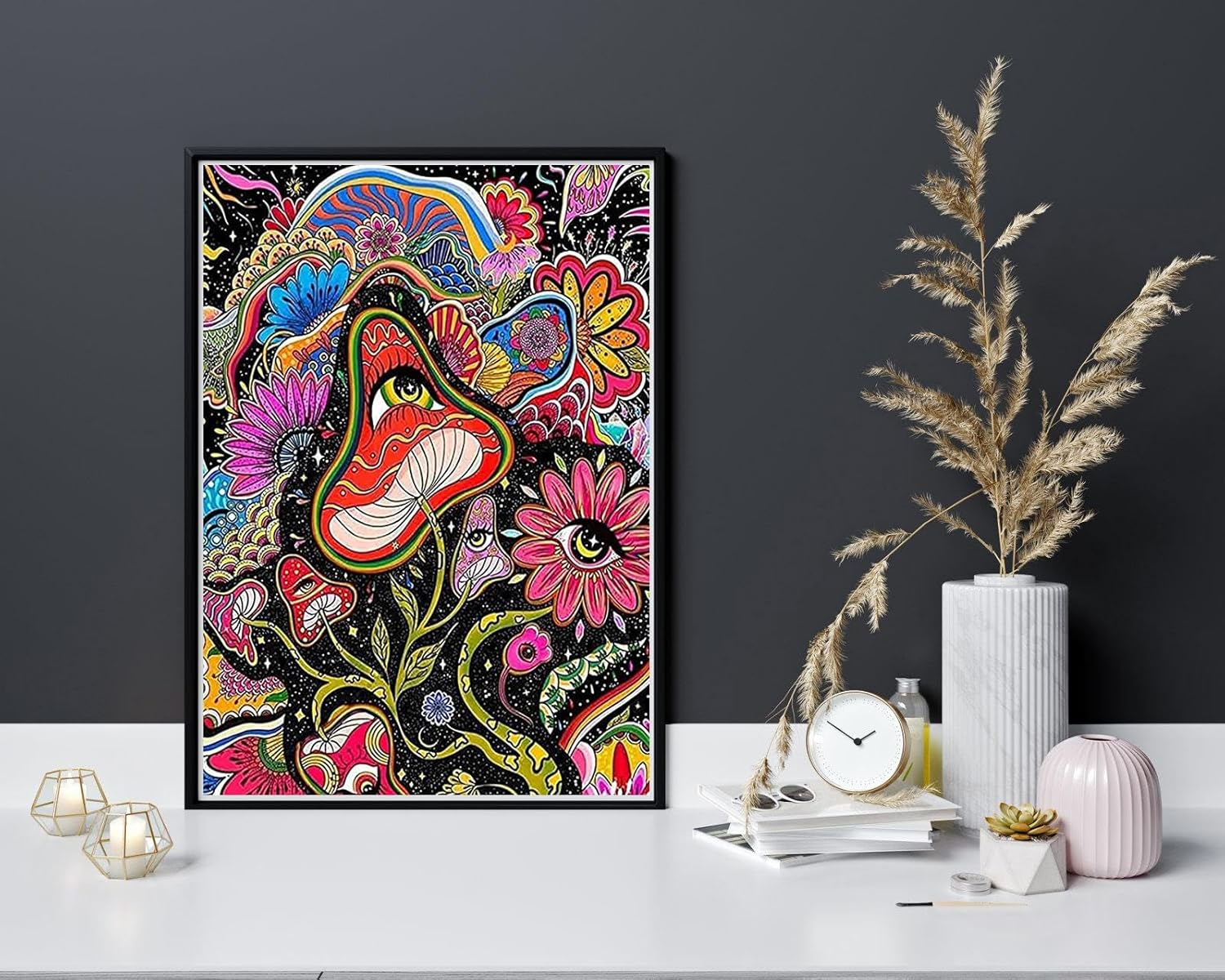 Diamond Painting Kits for Adults, 5D Diamond Art Painting Colorful Mushroom Art for Adult,Diy Full round 5D Diamond Drill Kit,Gem Art Craft Home Decor,Wall Painting Kit 16X12 Inch image number 2