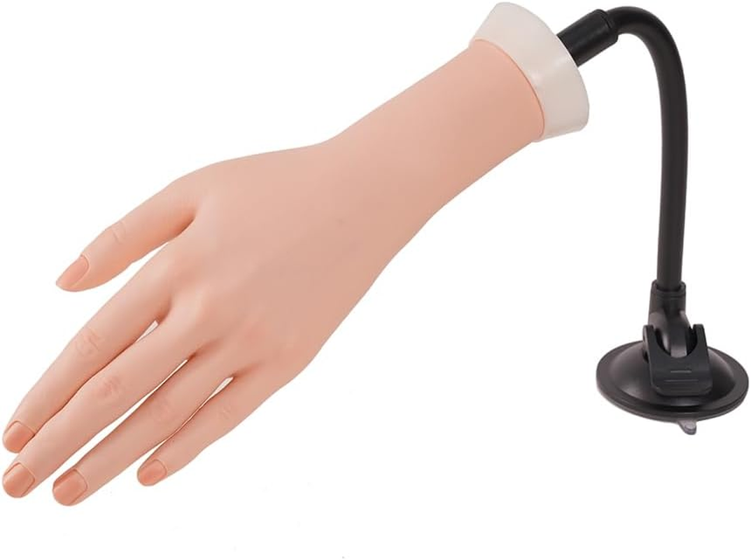 Left Practice Hand for Acrylic Nails with Holder, Mannequin Hand for Nails Practice, Flexible Bendable Fake Hand Manicure Nail Practice Hand
