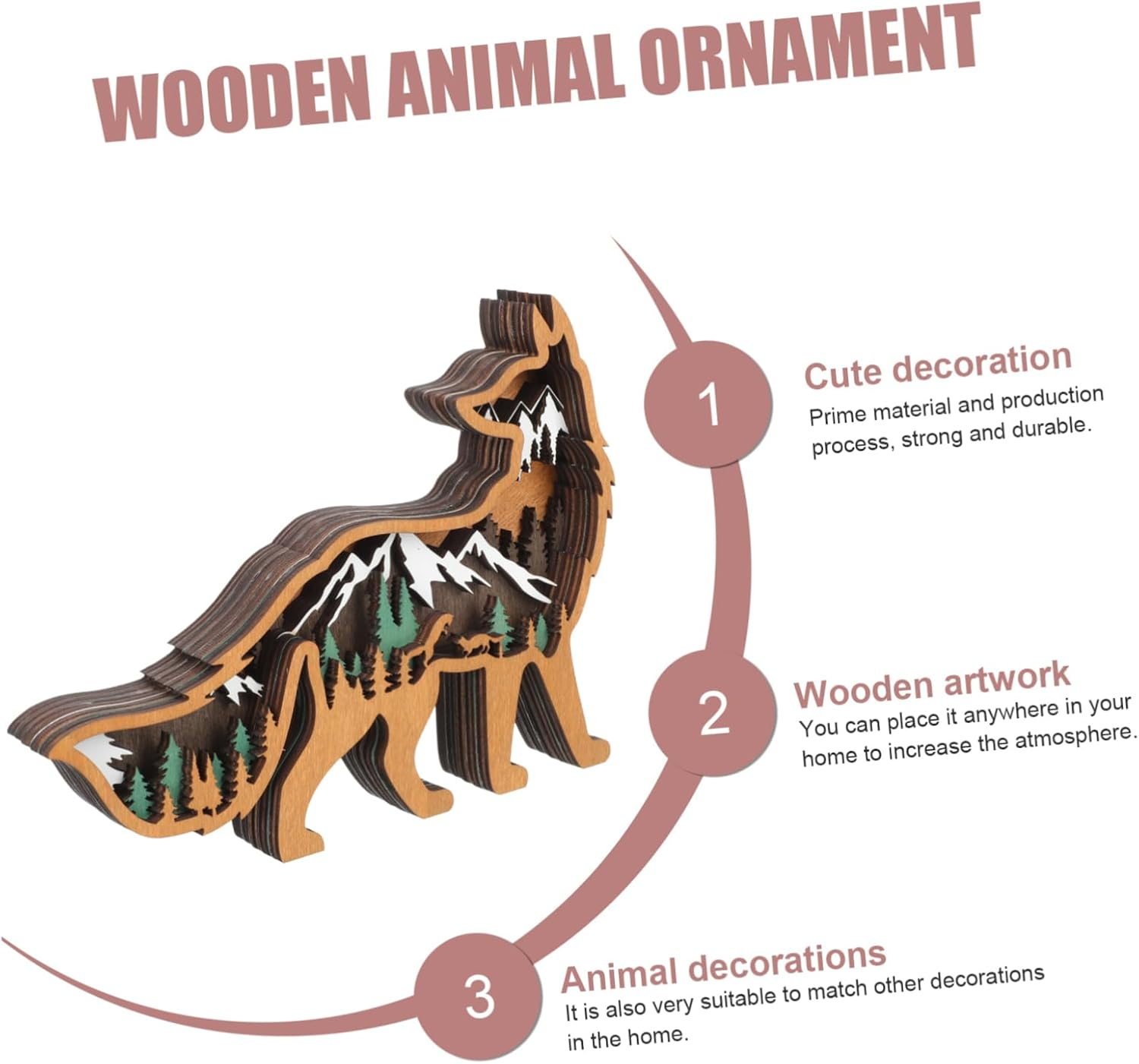 Wood Animal Decoration Christmas Wood Craft Desktop Ornament for Home Party and Window Display image number 4