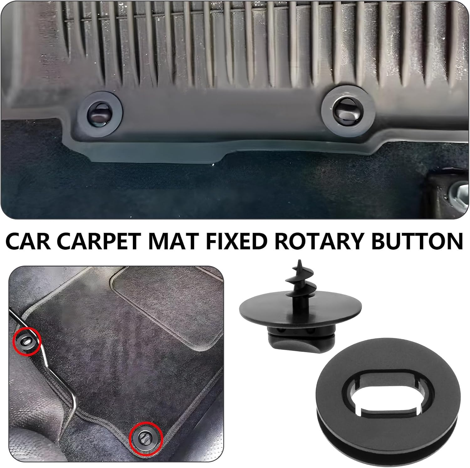 Ecsing 4 Sets of Car Floor Mat Brackets Hole Rotation Buttons Foot Mat Fixing Clips 3D0864851B 3D086485171N Compatible with Volkswagen Compatible with Skoda image number 5