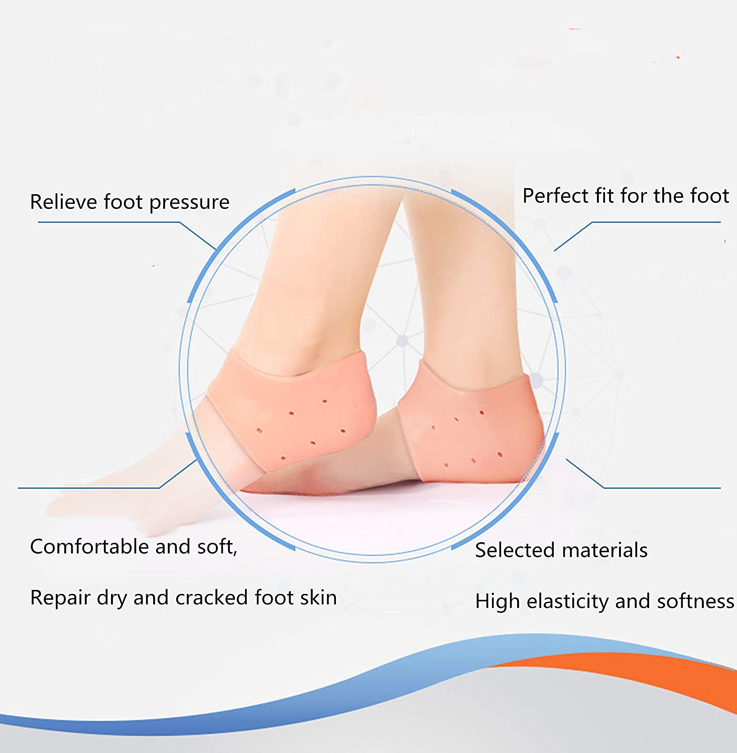 8 Pieces Soft and High Elastic Foot Pads - Plantar Fasciitis Pad, Heel Cup, Silicone Cover, Suitable for Cracking, Tendinitis, and Pain Relief image number 6