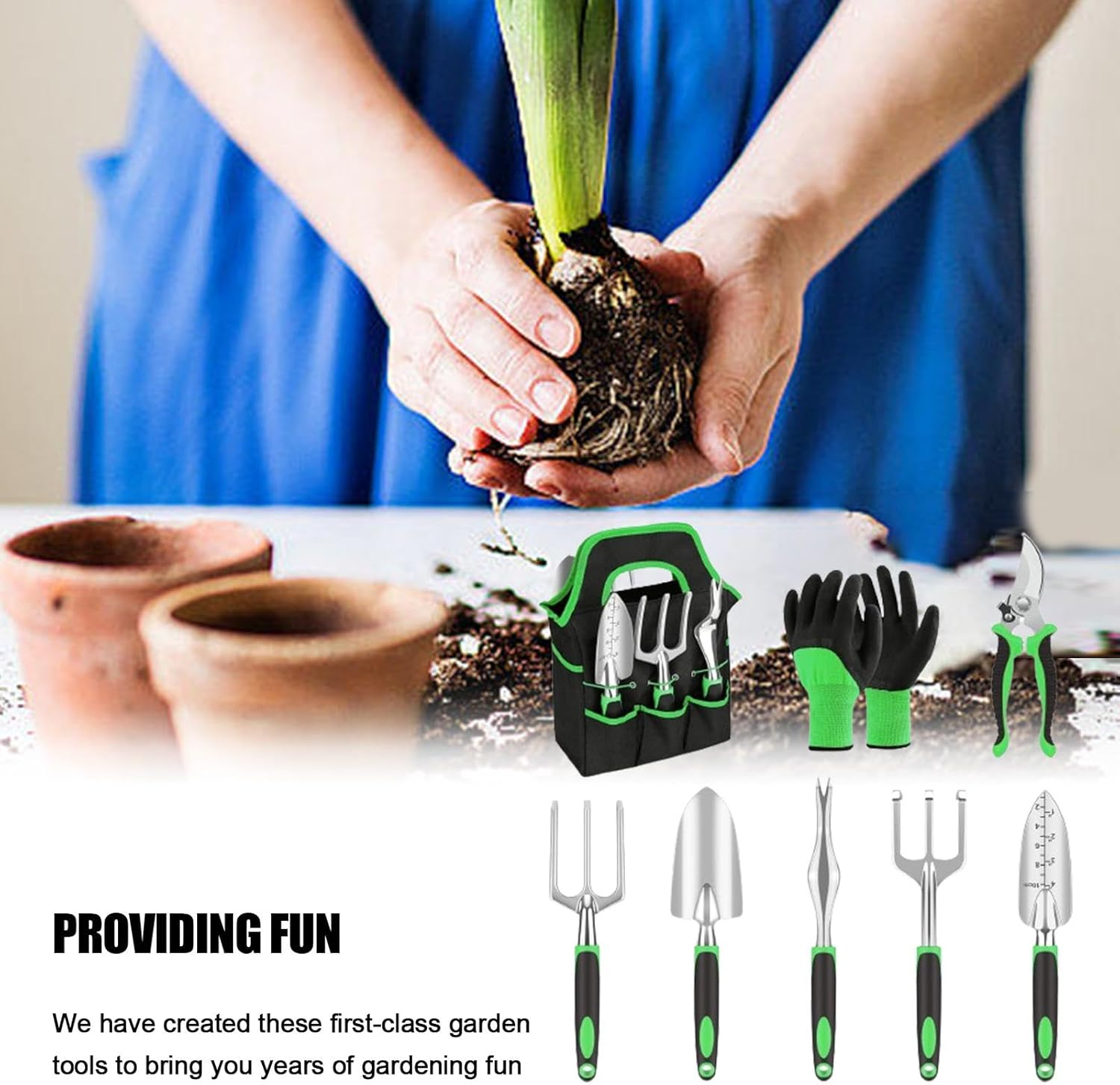 Outdoor Gardening Supplies - Metal Portable Gardening Supplies Hand Tools for Outdoor,18X Ergonomic Garden Pruning Tools with Storage Bag for Men Women Gardening Enthusiasts image number 4