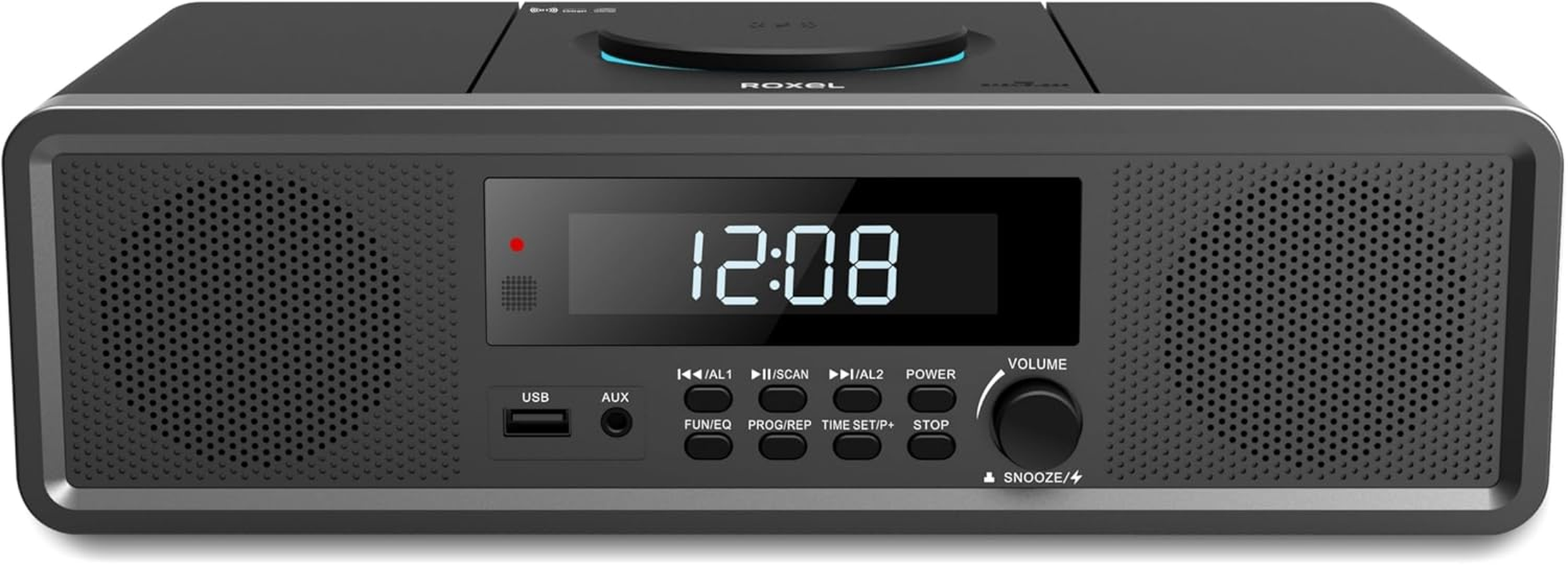 Roxel RCD-330BT All-In-One Compact Mini System with CD Player, USB Playback, FM Radio, BT Streaming, Headphone Jack and Wireless Phone Charging image number 2