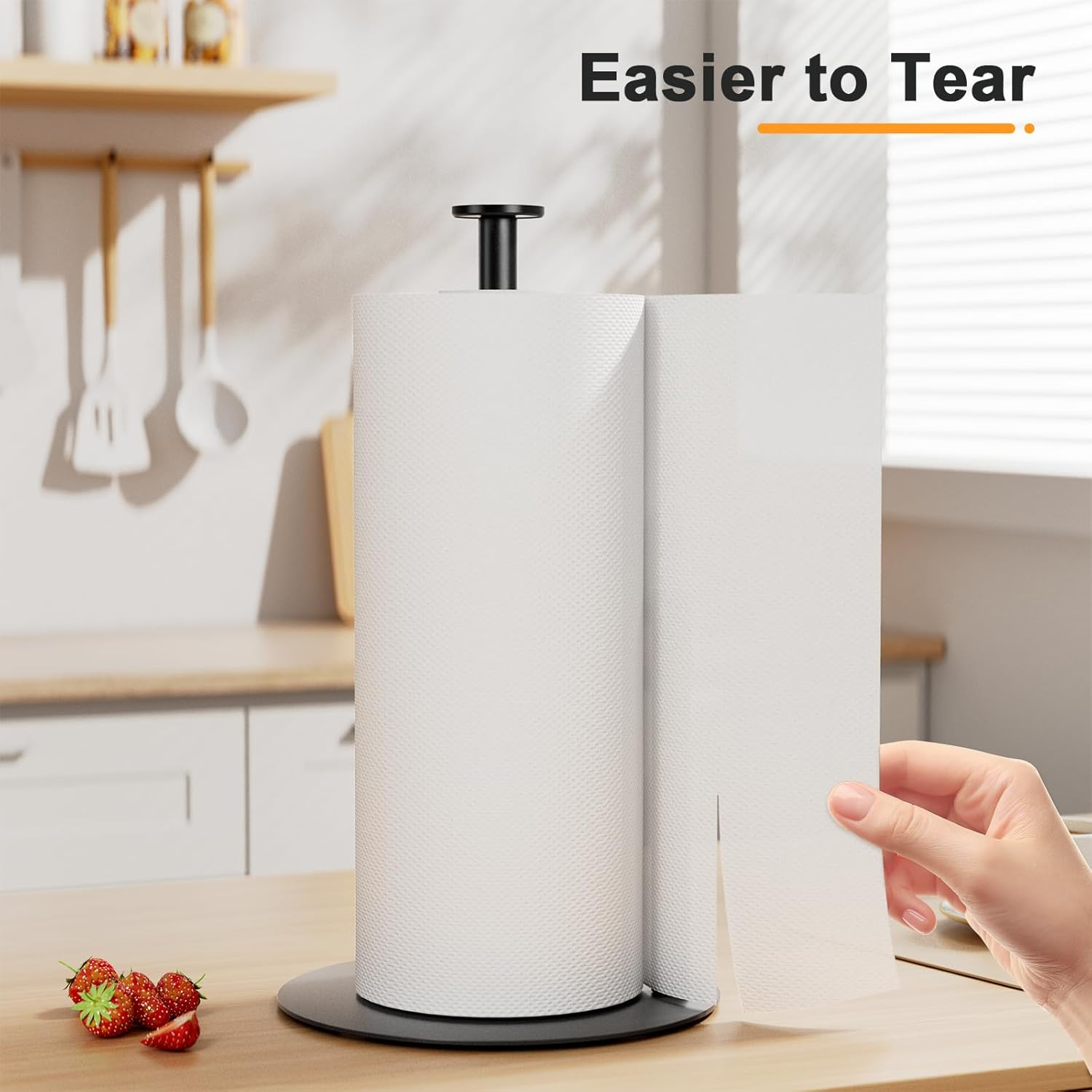 Paper Towel Holder Countertop Kitchen Roll Holder, Stainless Steel Kitchen Towel Holder for Kitchen, Operation Countertop Roll Dispenser with Weighted Base image number 3