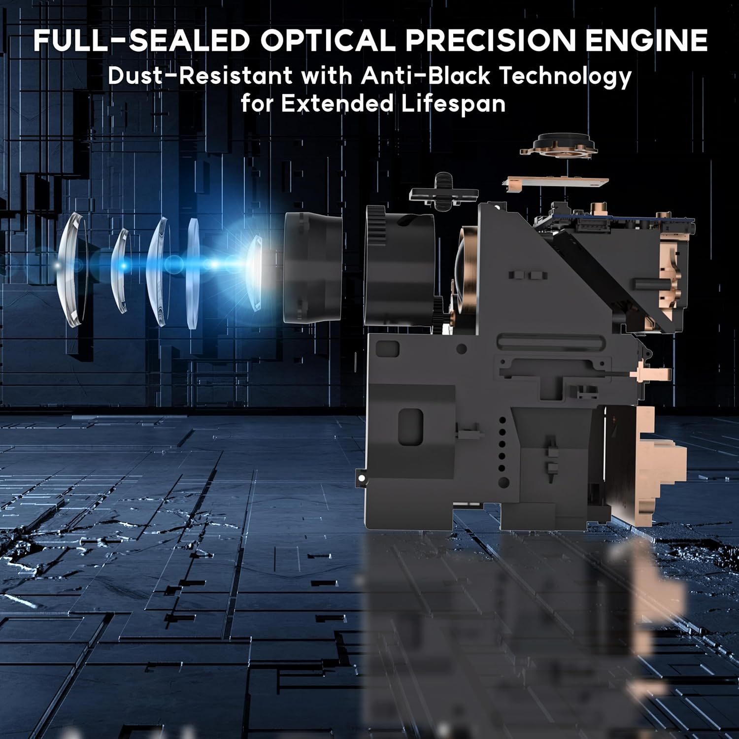 Electric Focus Projector - 200" HD 1080P Supported, 9500 Lumen LED Brightness Projector, 10,000:1 Contrast, Hifi Speaker, Bluetooth, 100,000-Hour Lamp Life image number 3