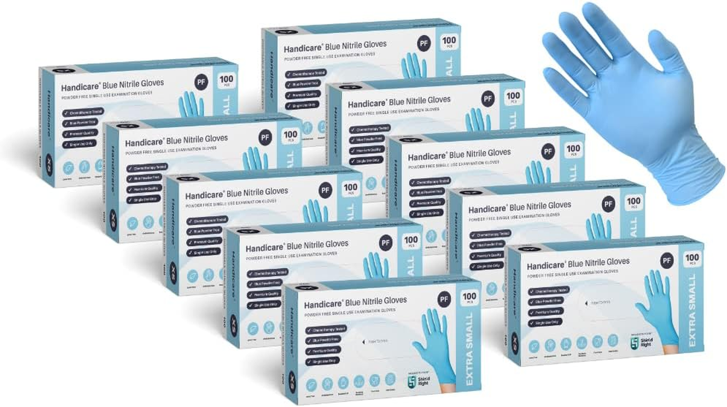 Handicare Blue Nitrile Gloves Disposable, Powder-Free, Latex-Free, Medical Exam Grade, Food Safe, Textured Grip, Non-Sterile image number 3
