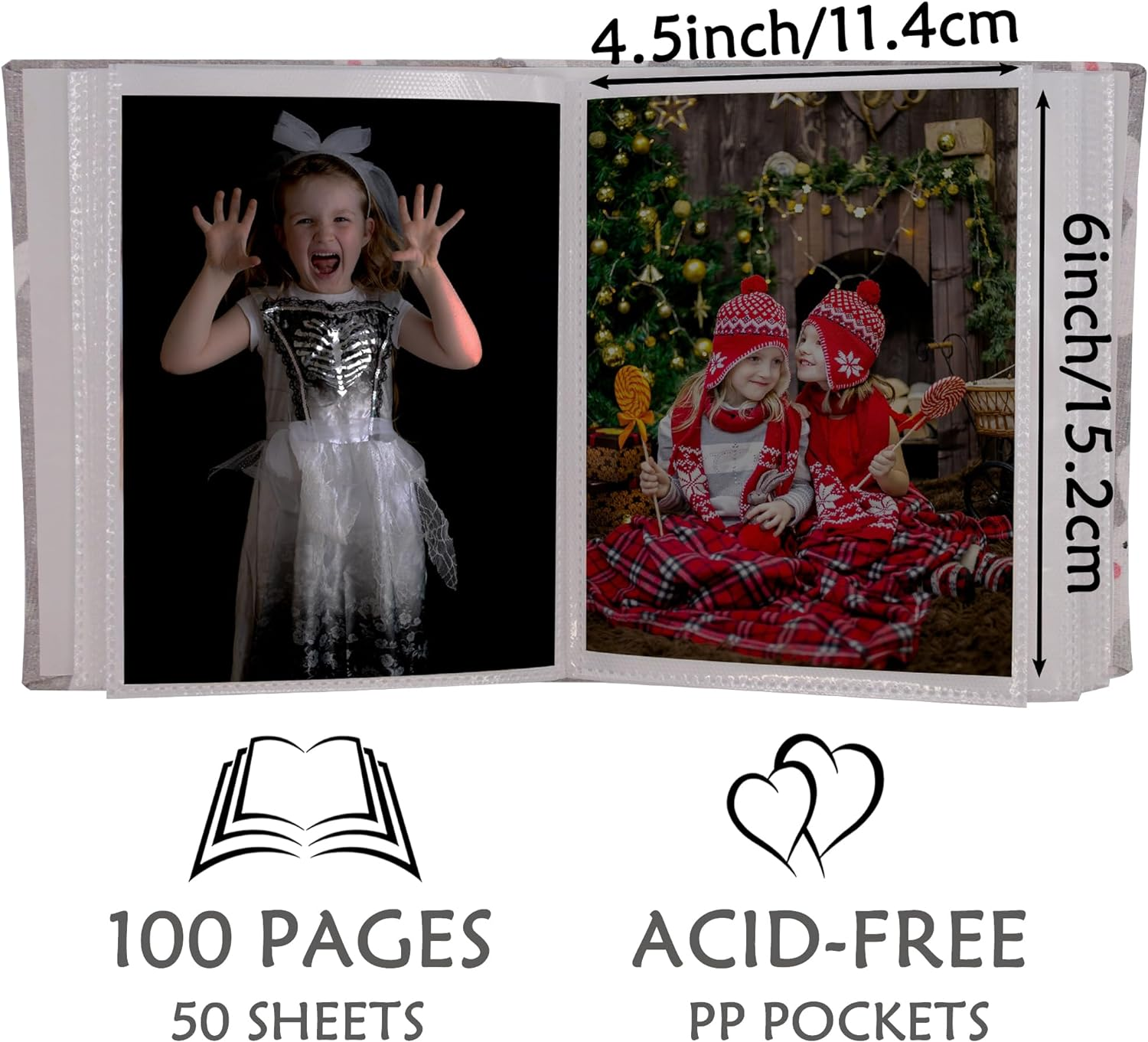 Kids Photo Album, 100 Pockets 10X15 Small Picture Album Book, Slip-In Linen Cover Photo Book for Boys, Girls, Family(Rabbit) image number 4